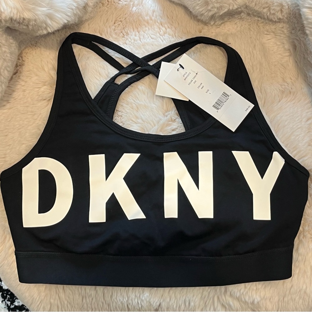 DKNY Black Sports Bra Size Large